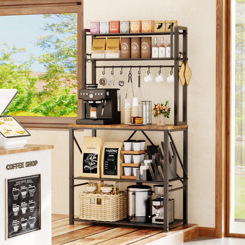 YASONIC bakers rack 5-tier storage unit side view for kitchen organization.
