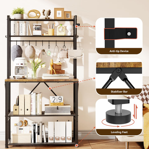 YASONIC bakers rack with diagonal back supports boosts stability.