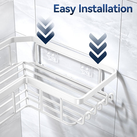 Packaging of YASONIC corner adhesive shower caddy 3-pack for multiple spaces