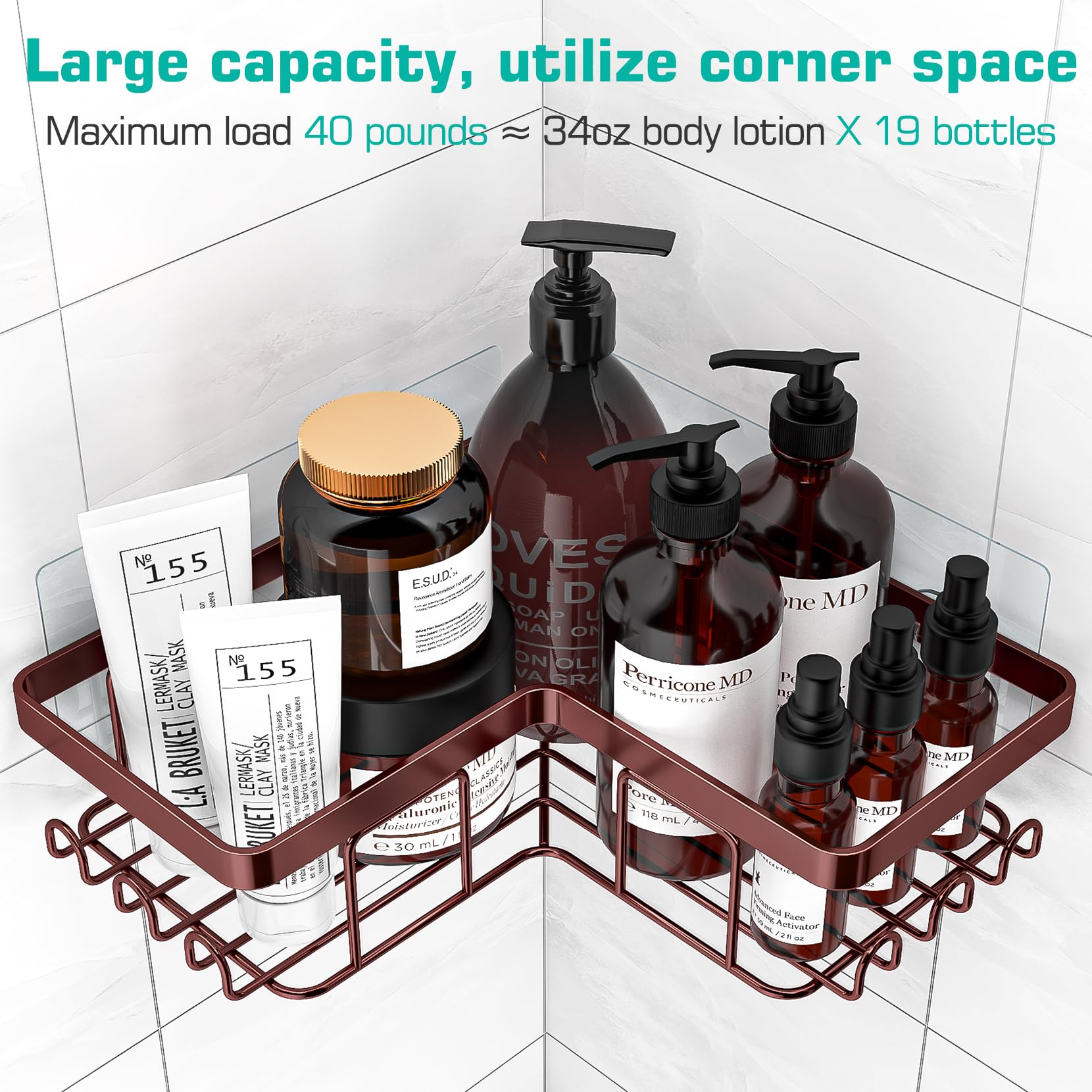 YASONIC bronze 3-pack corner caddy for shared bathrooms and multi-user storage.
