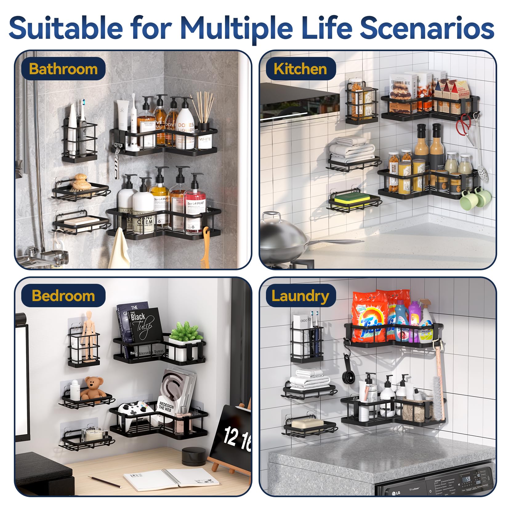 YASONIC corner shower caddy includes a complete set for easy mounting and maintenance