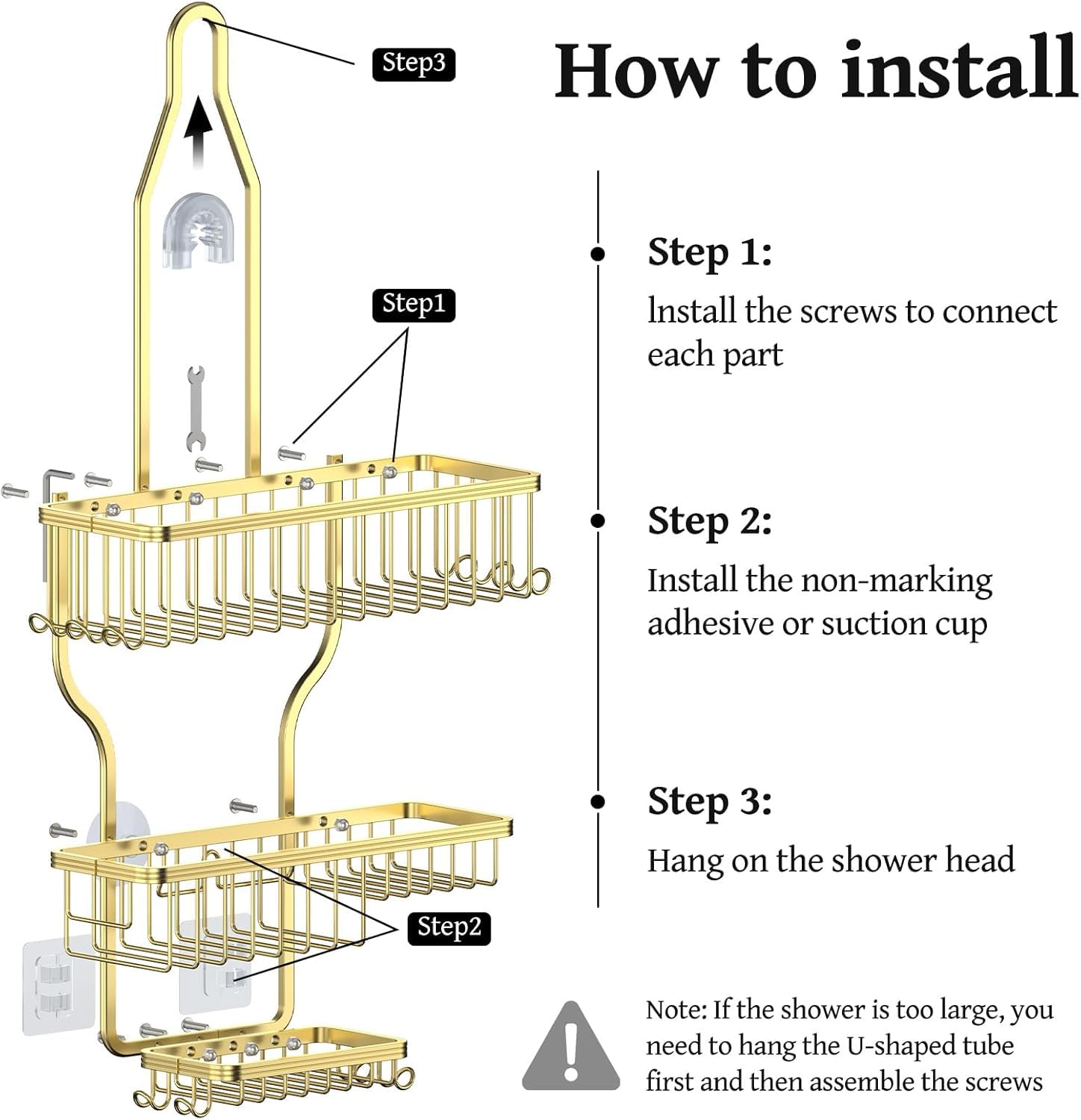 Easy, no-drill installation over the showerhead with YASONIC organizer.