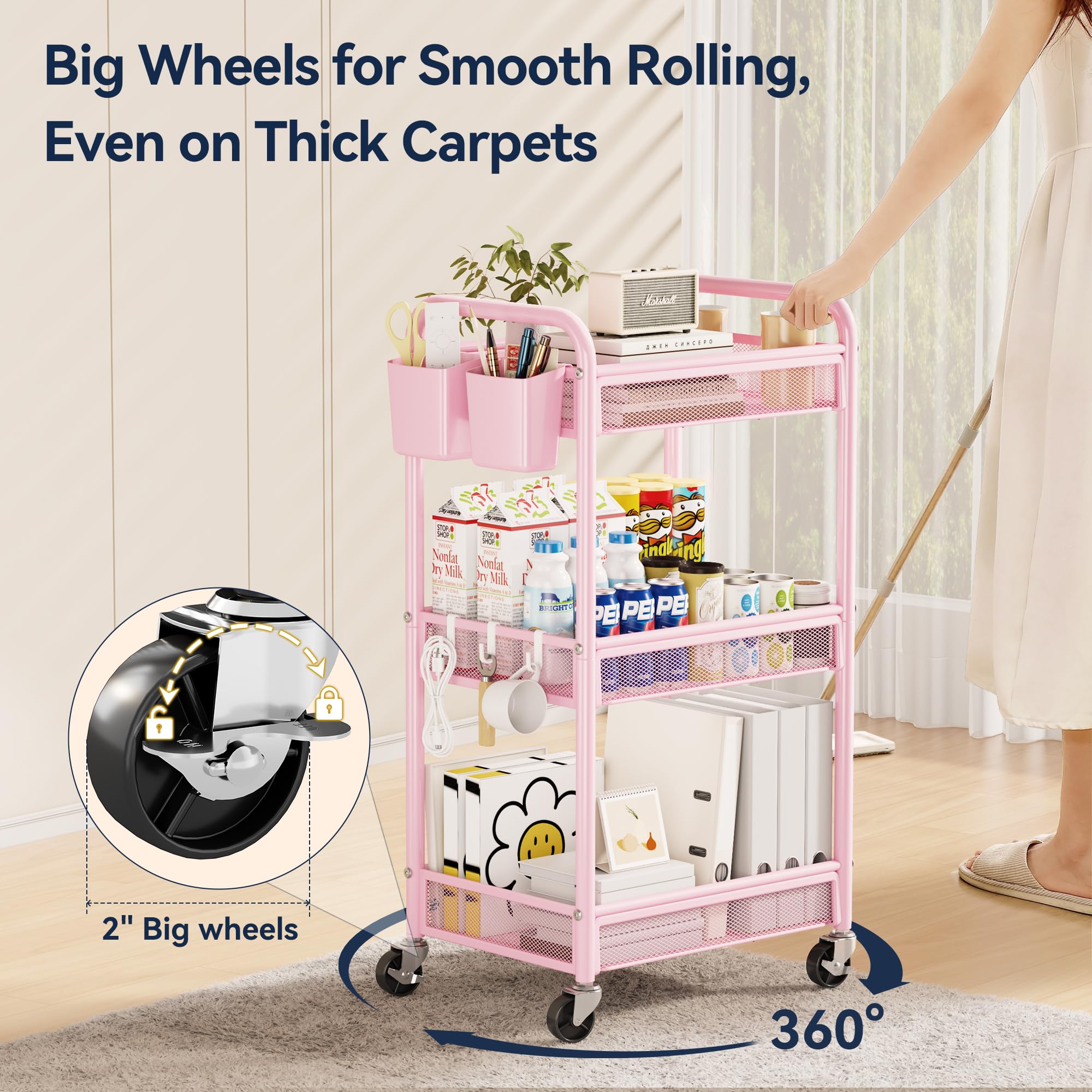 YASONIC mesh basket adds breathable storage for accessories and craft supplies.