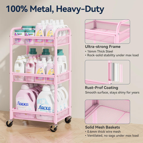 YASONIC cart with hanging cups keeps frequently used items within reach.