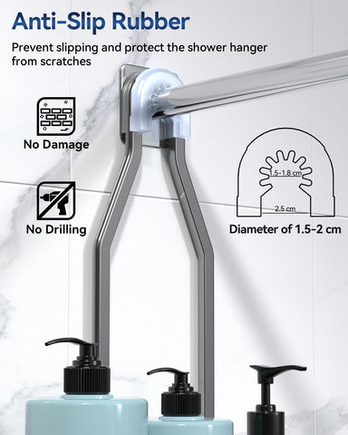 Rust-resistant aluminum keeps the caddy durable in wet bathroom environments.