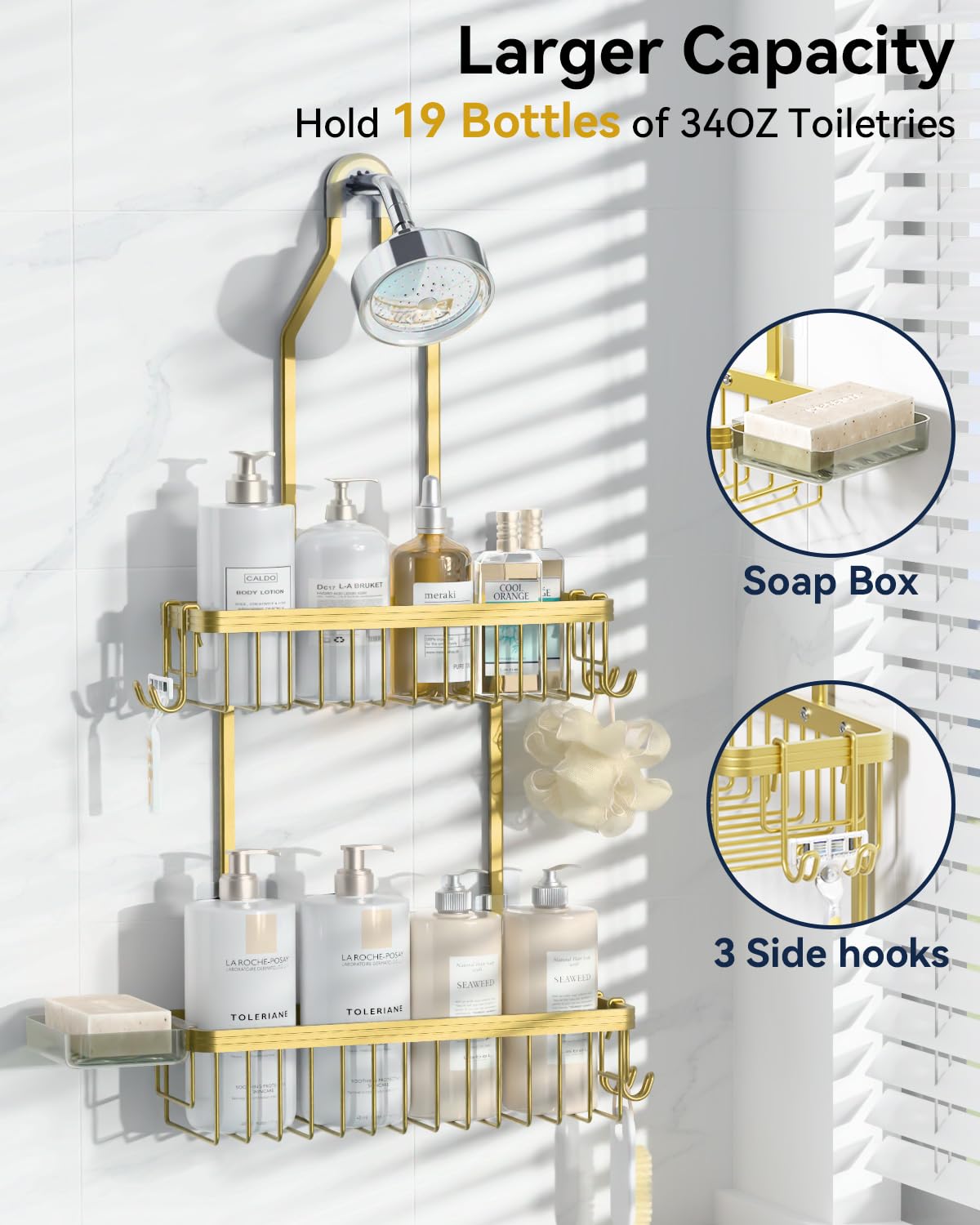 YASONIC top of caddy with anti-slip design for stable placement during showers