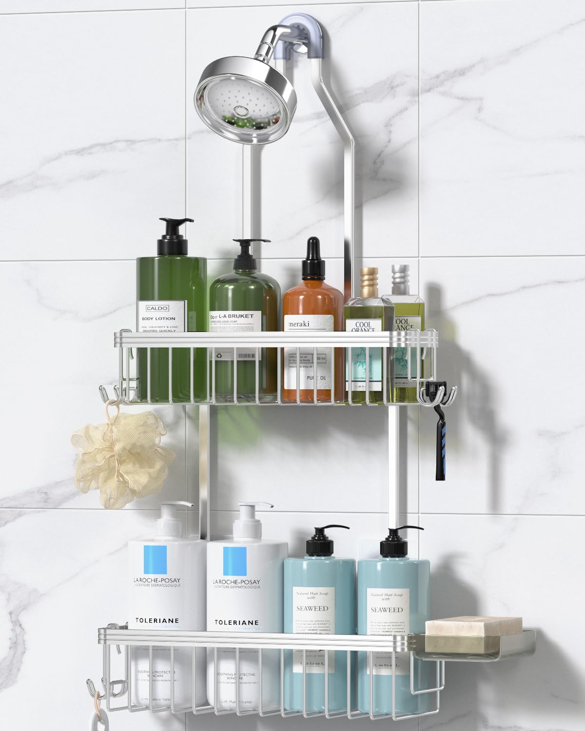 YASONIC shower caddy hanging with two-tier baskets for organized toiletries