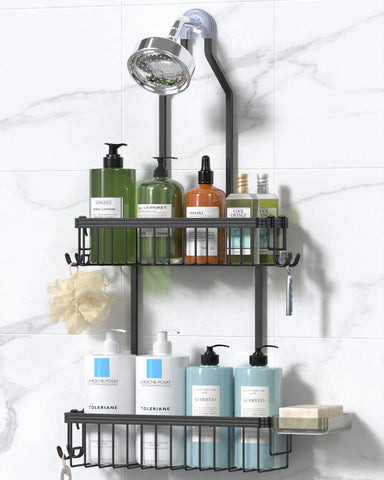 YASONIC shower caddy hanging assembly with dual baskets for organized bathroom storage.