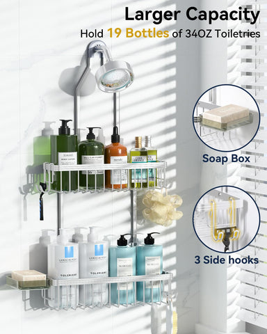 YASONIC aluminum construction resists rust for durable shower storage