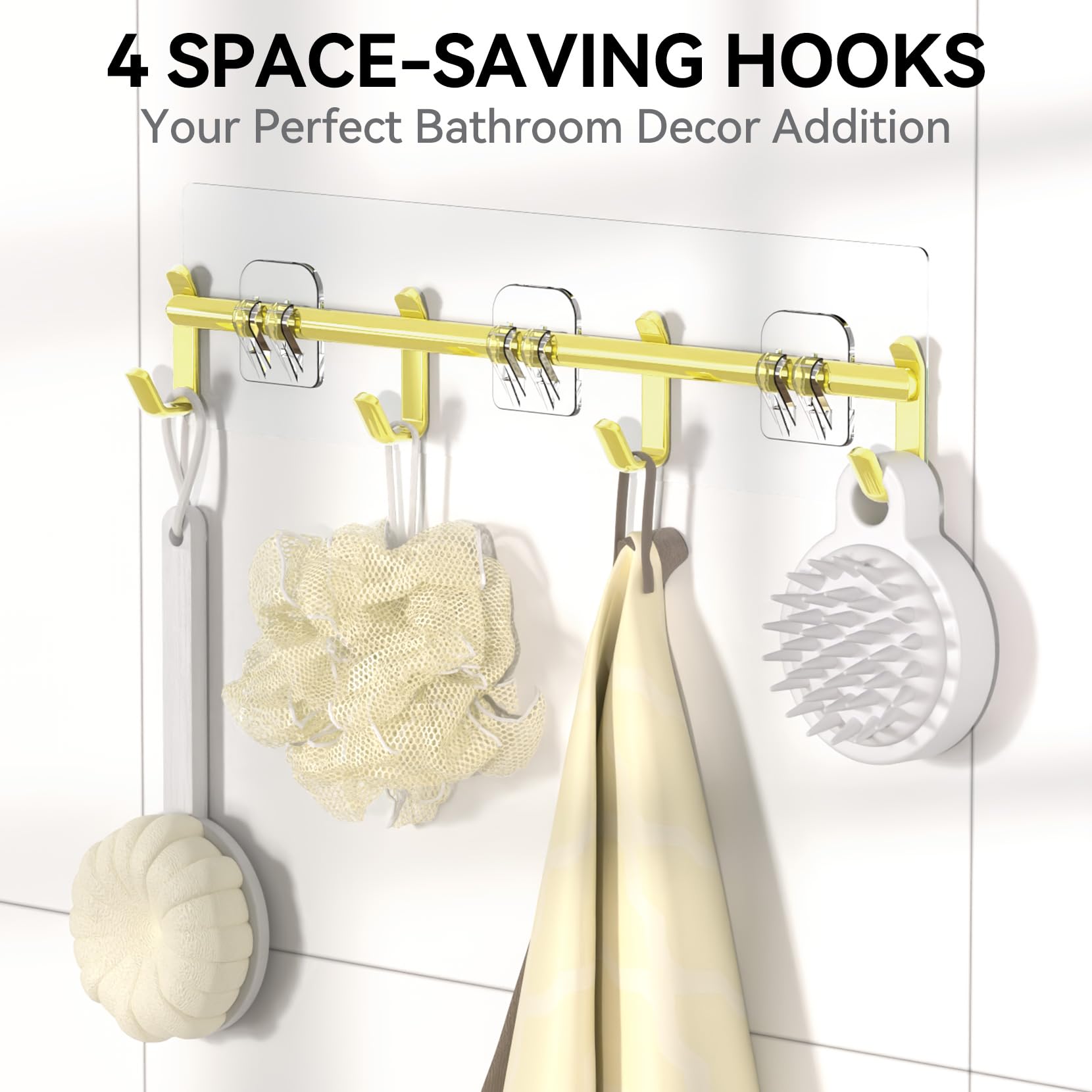YASONIC shower caddy hooks row for towels and tools.