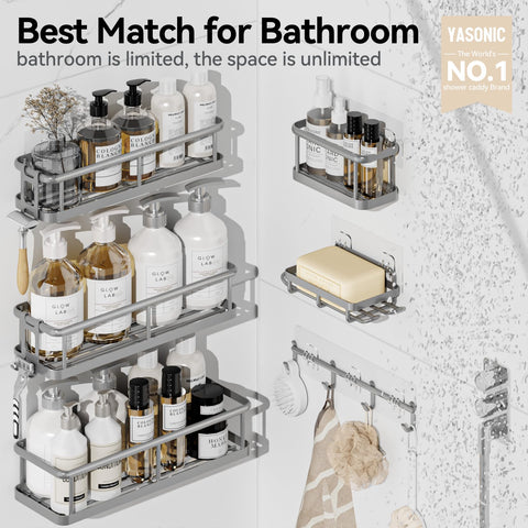 Yasonic large bottle holders store big shampoo and conditioner bottles neatly.