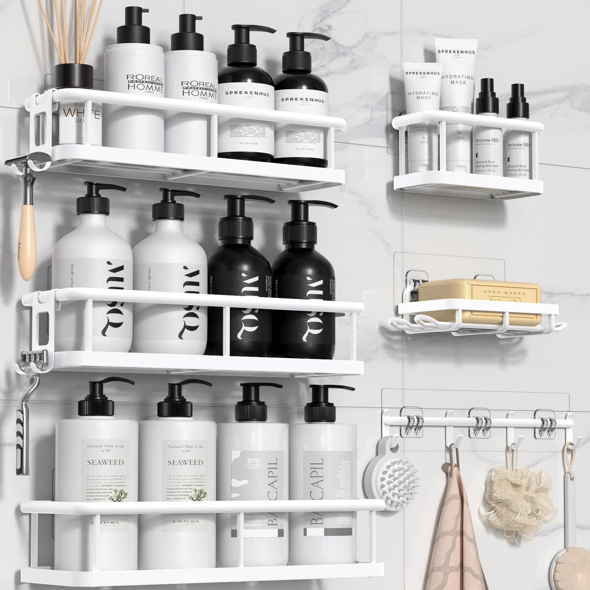 YASONIC shower caddy with large capacity for inside shower keeps essentials organized.