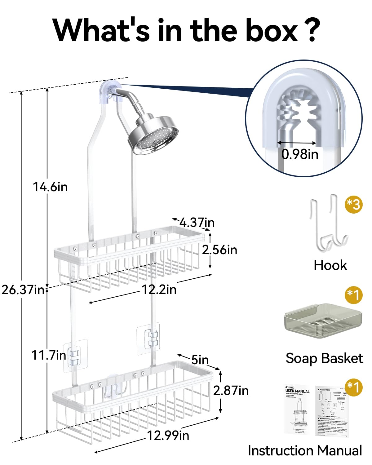 Soap dish and baskets simplify bath essentials within easy reach