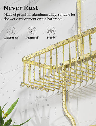 Included soap basket keeps soap within reach while showering with YASONIC organizer.