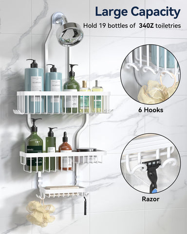 YASONIC three-tier baskets for shower organization with extra space