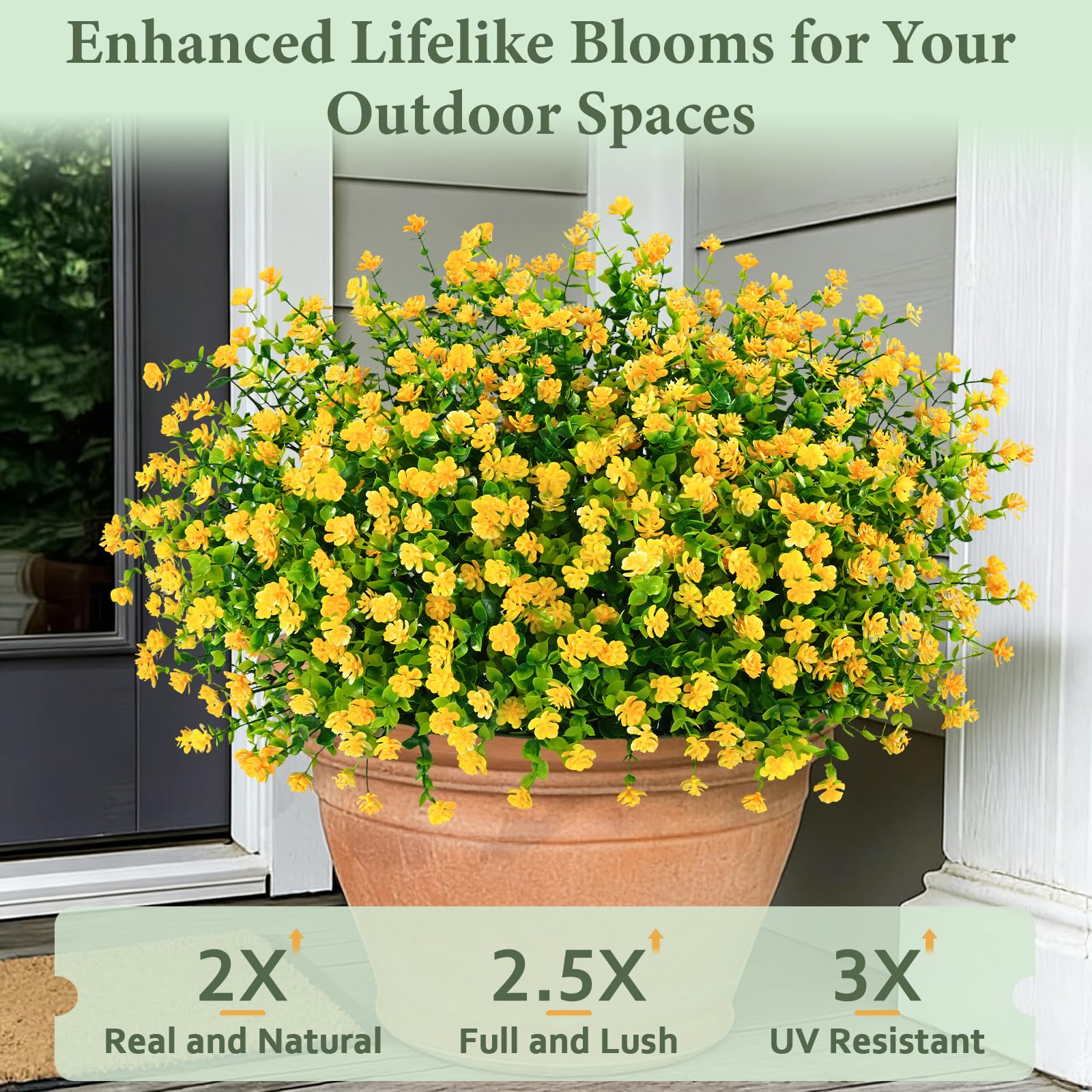 Yastouay front porch decor with lifelike artificial flowers.