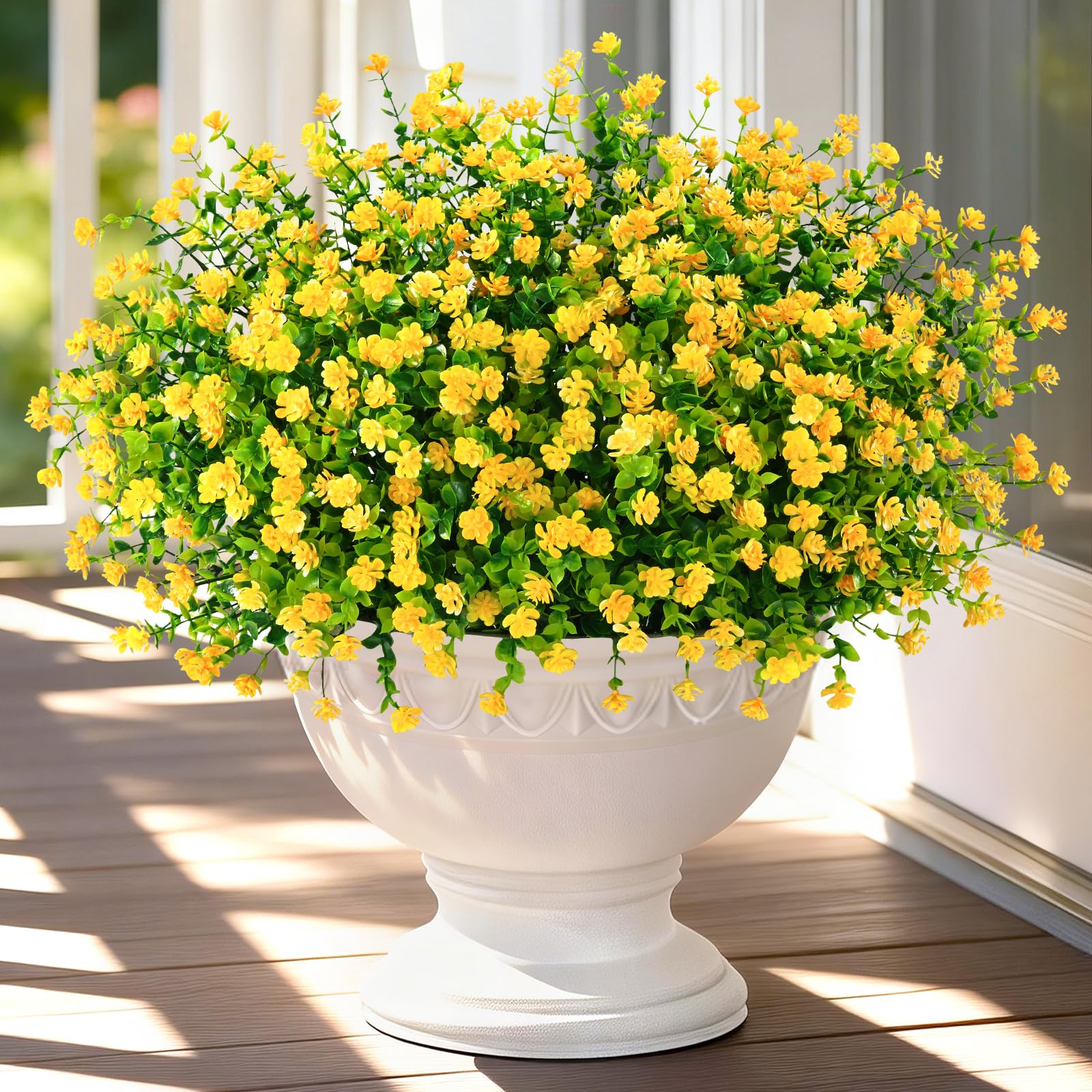 Yastouay outdoor artificial flowers in 14 bundles for porch and garden decor.