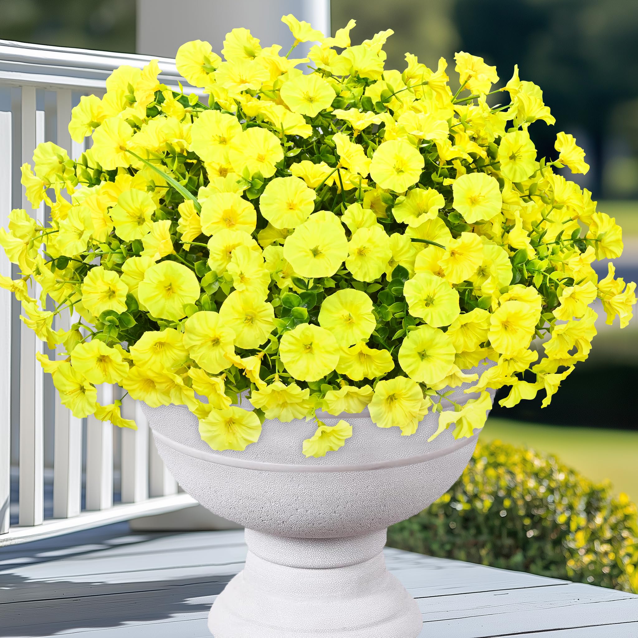 Yastouay artificial flowers outdoors, 14-stem pack for balcony decoration