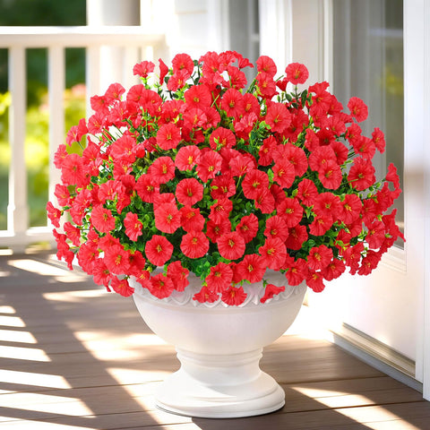 Yastouay outdoor artificial red morning glory for porch decor and long-lasting color