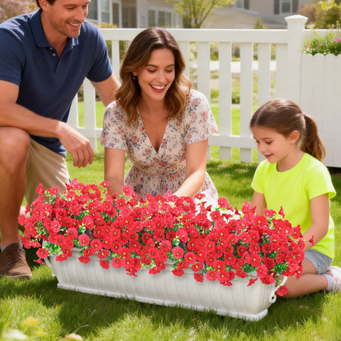 Yastouay 26-stem red morning glory artificial flowers for lush borders