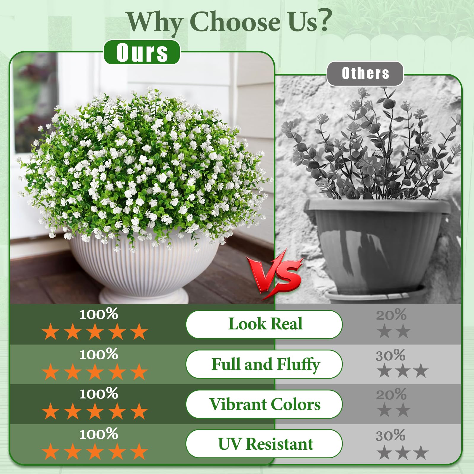 Yastouay green outdoor bundles provide vibrant maintenance-free greenery.