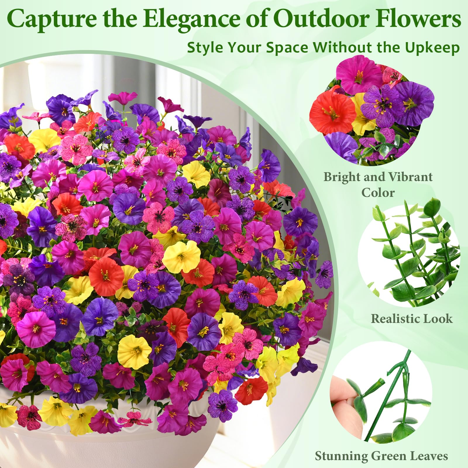 Yastouay handcrafted faux blooms with lush stems and vivid petals for garden corners.