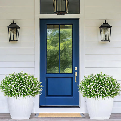 Yastouay red outdoor bundles add bold enduring color to entryways.
