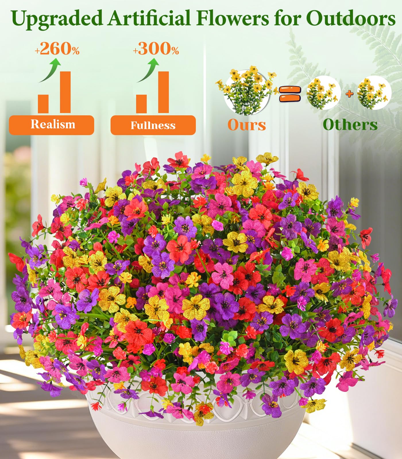 Yastouay artificial flowers patio collection brightens a sunny outdoor space