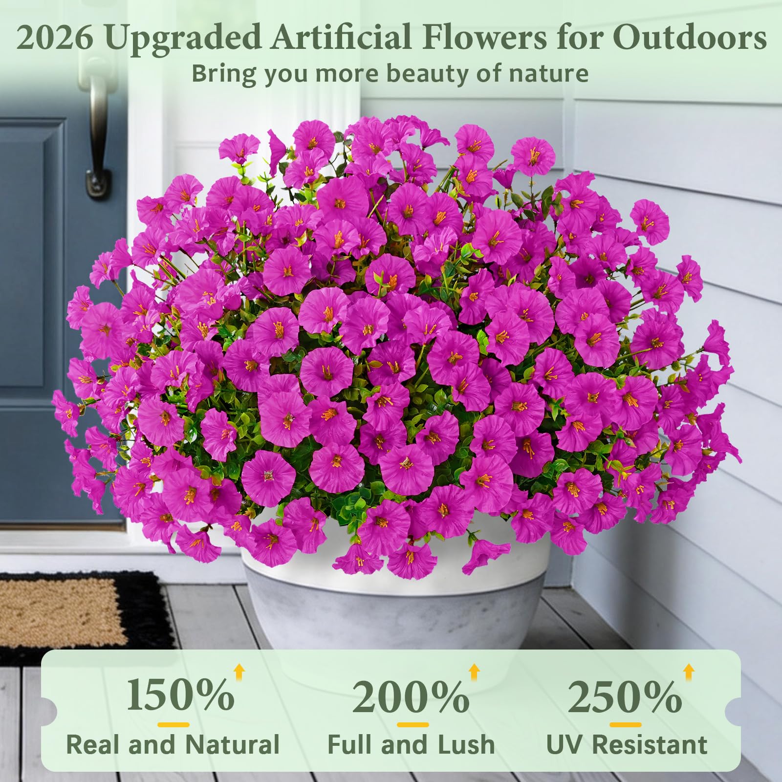 Yastouay purple artificial flowers bring bold, maintenance free charm outdoors.