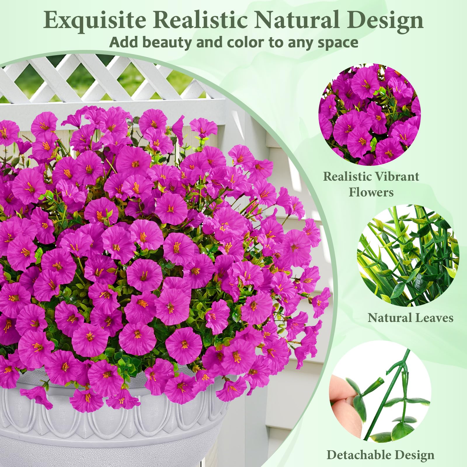 Yastouay red artificial flowers provide lively contrast for entryways or decks.