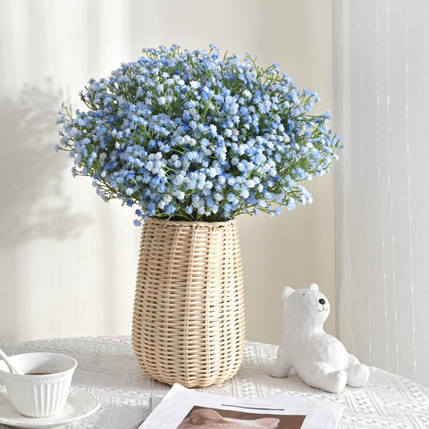 Flexible 21-inch stems of Yastouay Babys Breath blue flowers for easy shaping.