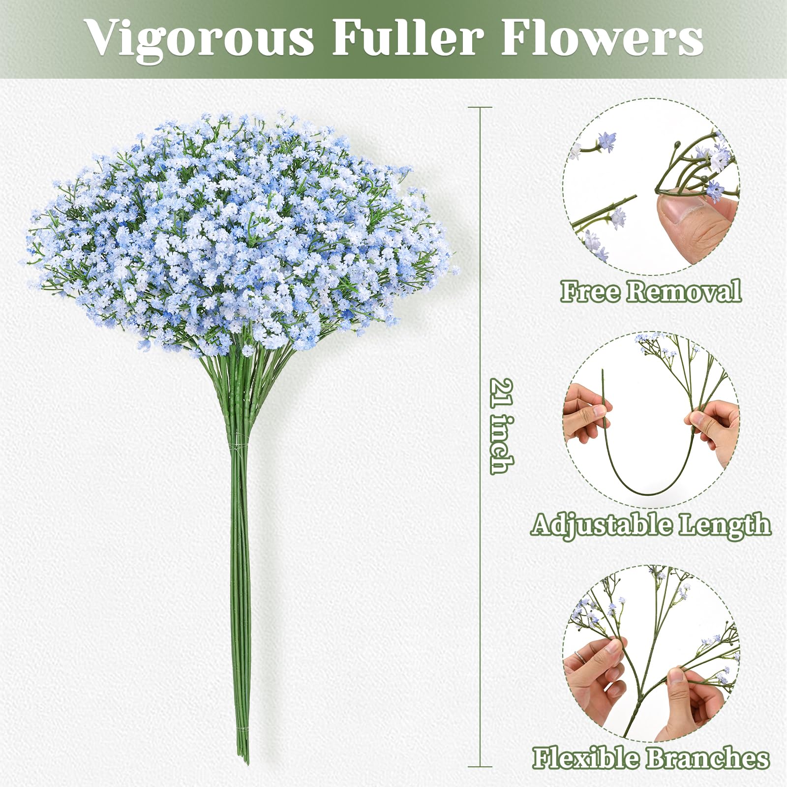 Yastouay Babys Breath blue blooms in a 60-stem pack for larger arrangements.