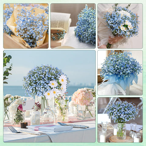 Yastouay Babys Breath blue flowers ideal for home décor and year-round decor.