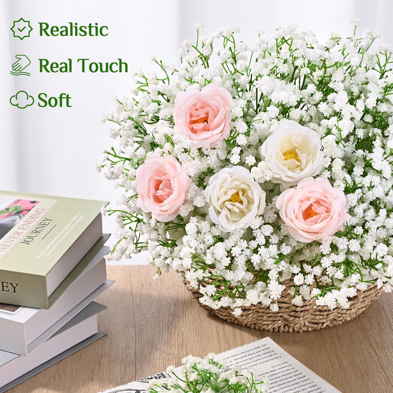 Yastouay Babys Breath real touch petals ideal for DIY bouquets