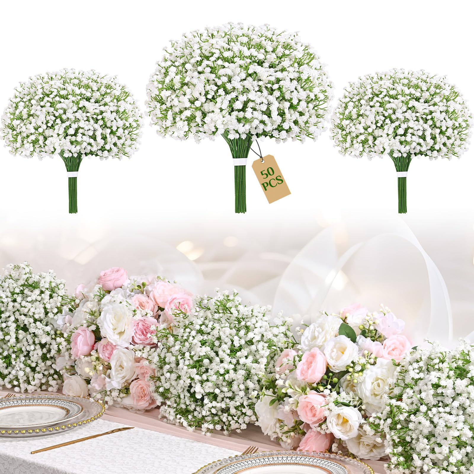 Yastouay Babys Breath white flowers for elegant wedding decor