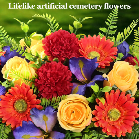Yastouay bouquet with vase 1 showcasing vibrant silk blooms for year-round tribute.