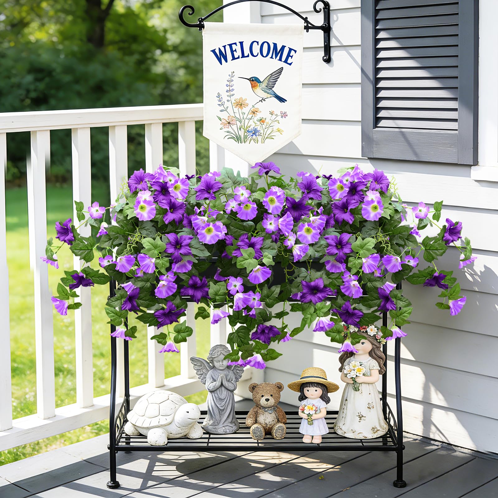 Yastouay front door filler petunias brighten entryways with cheerful color.