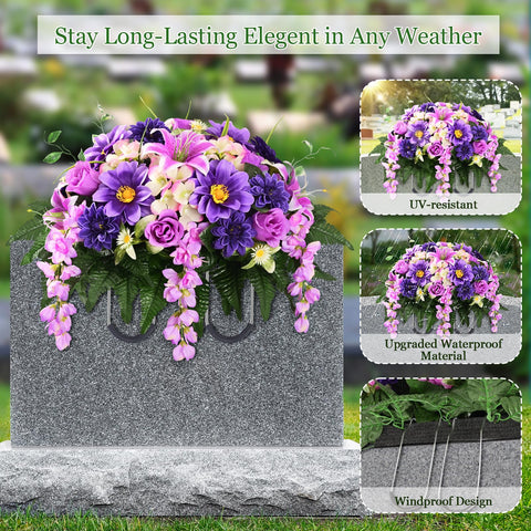 Yastouay headstone flowers UV-resistant design ensures durable outdoor display.