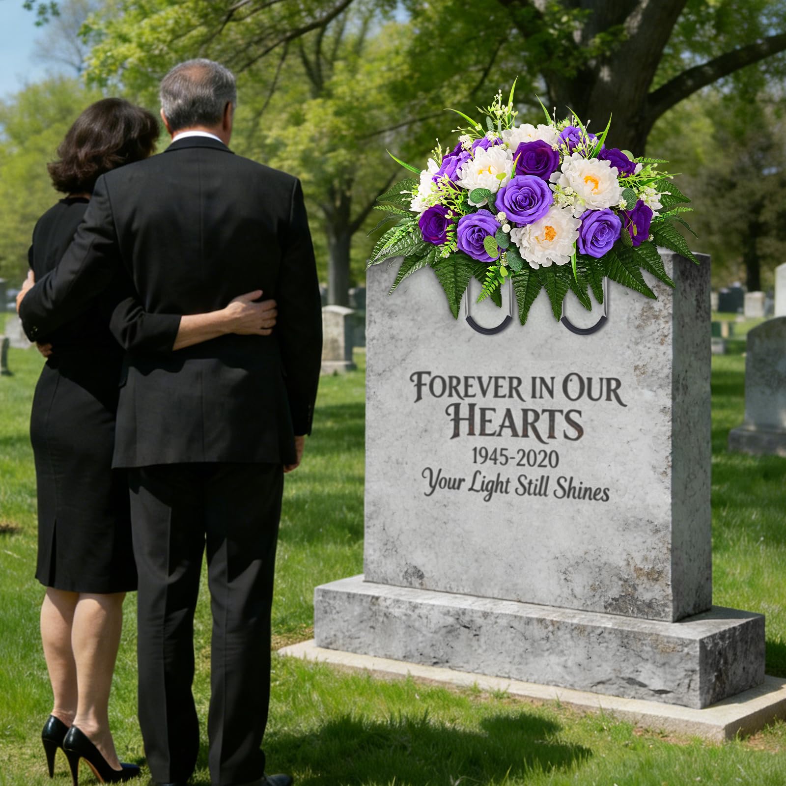 Yastouay headstone flowers suit Memorial Day and Mother's Day tributes.