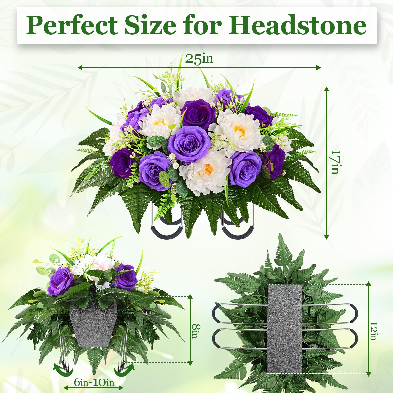 Yastouay headstone saddle metal frame supports stable outdoor display.