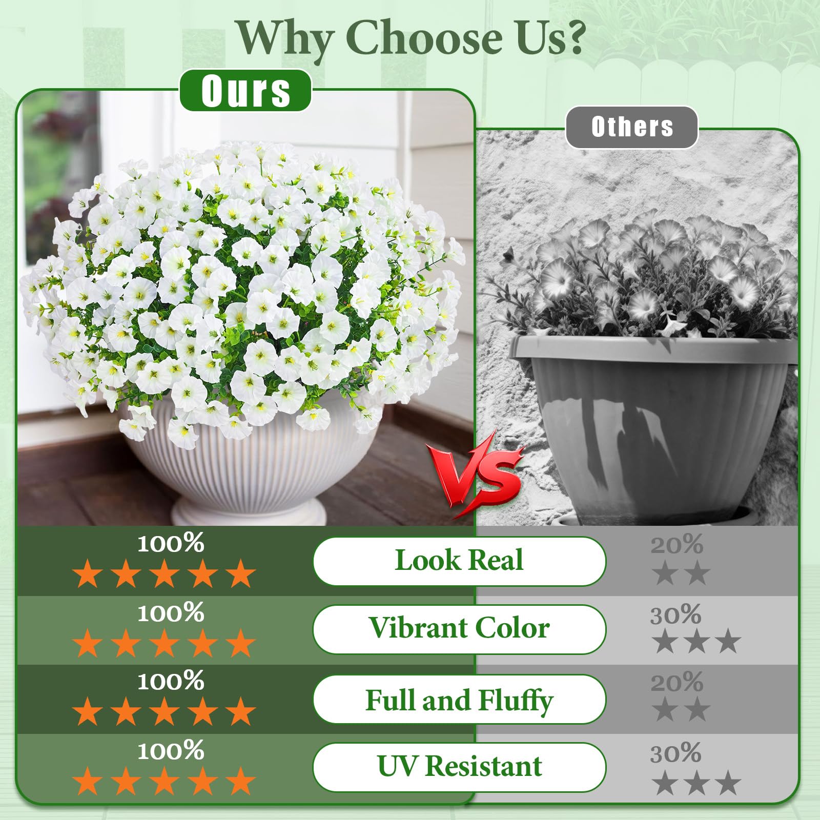 Yastouay 26-stem pack arrangement enhances courtyard color and easy seasonal decorating.