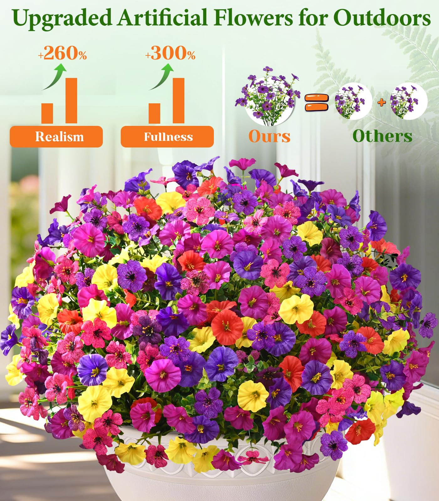Yastouay UV-resistant outdoor flowers material resists fading in sun and rain