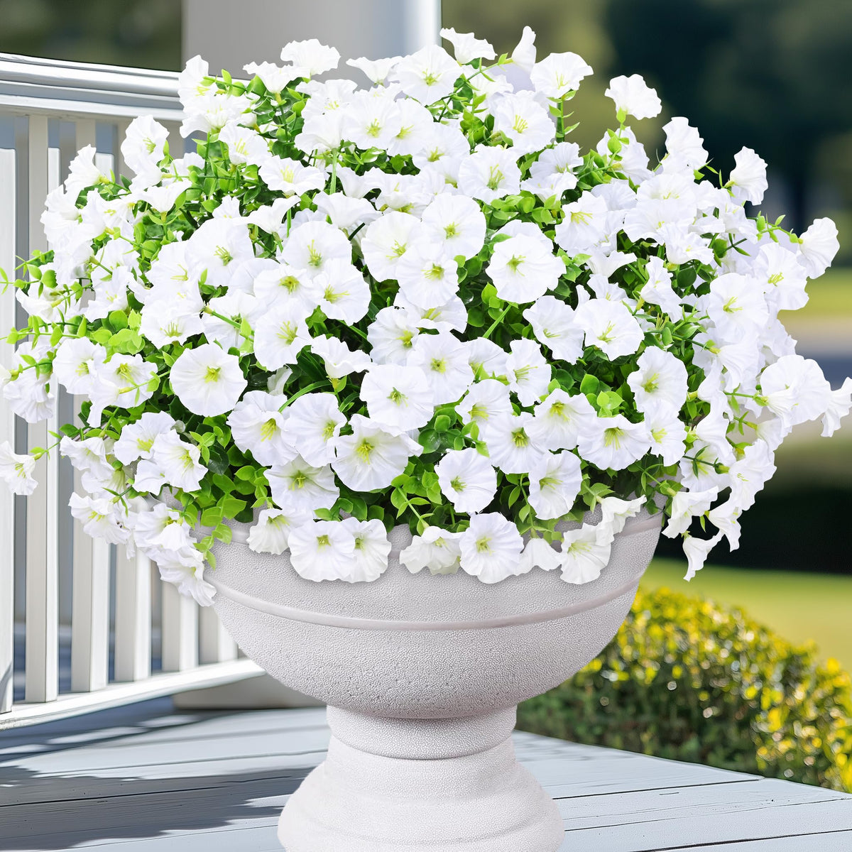 Yastouay outdoor flowers white morning glory 26-stem for realistic porch accents.