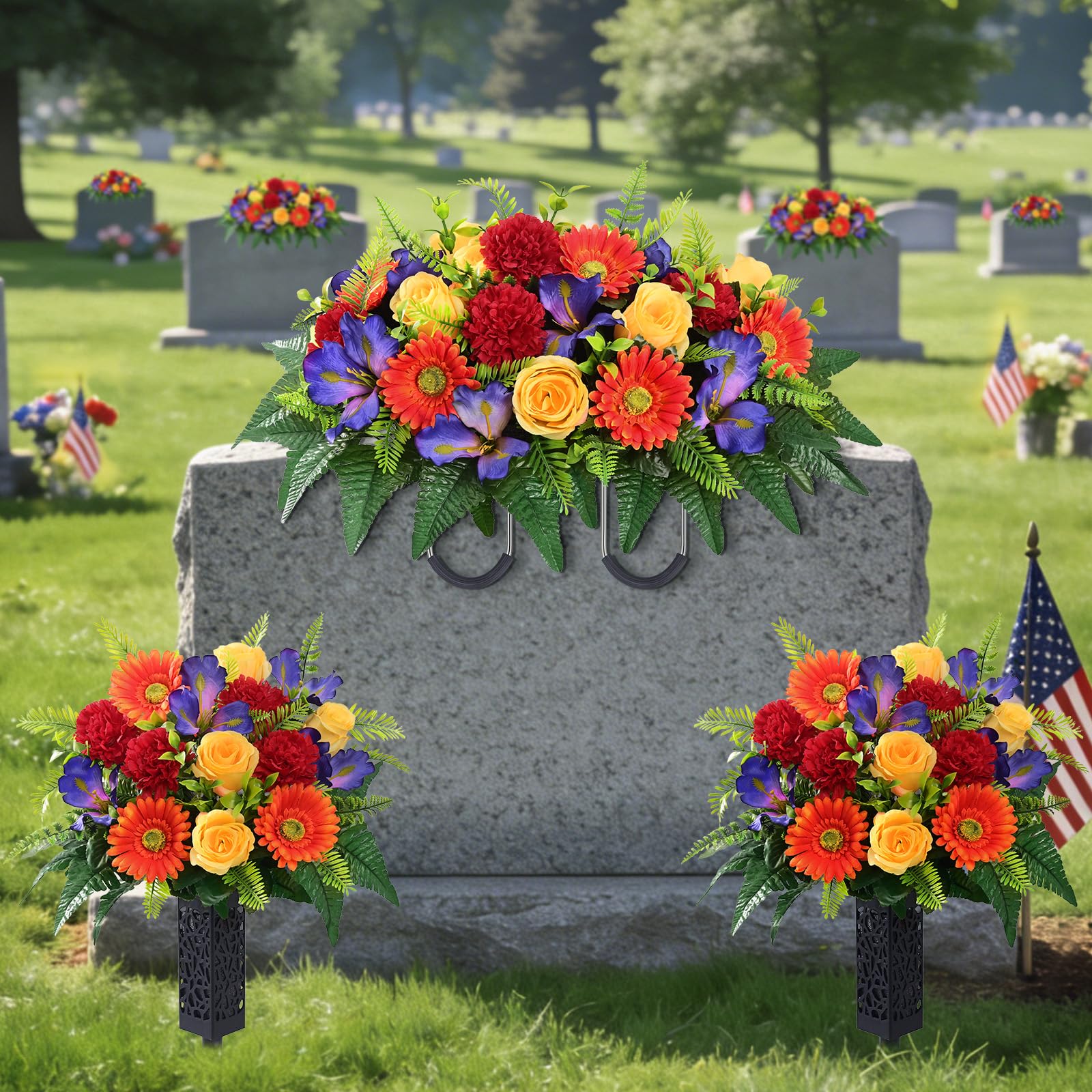 Yastouay outdoor-ready grave flowers withstand weather for year-round care.
