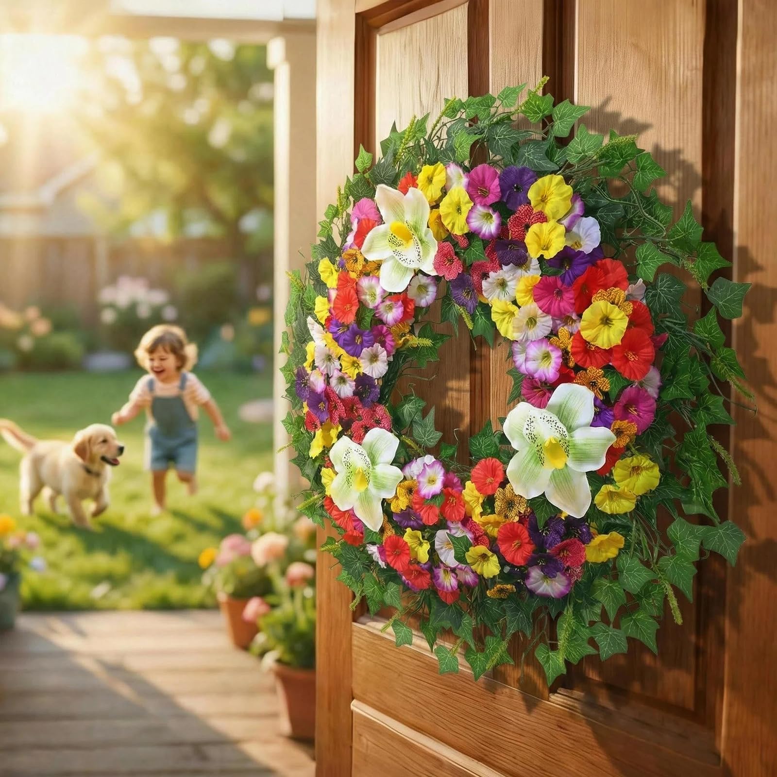 Yastouay wreath includes adhesive hook for easy installation