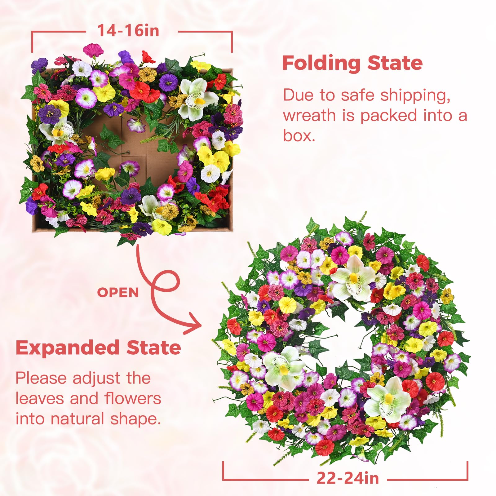 Yastouay wreath shown for indoor or outdoor display versatility