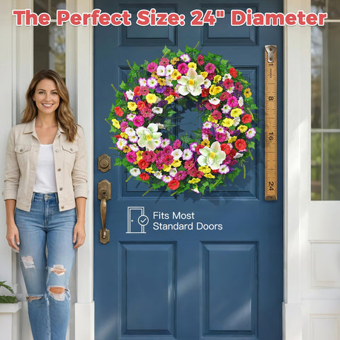 Yastouay magnolia-petunia blooms highlight rich color in this wreath