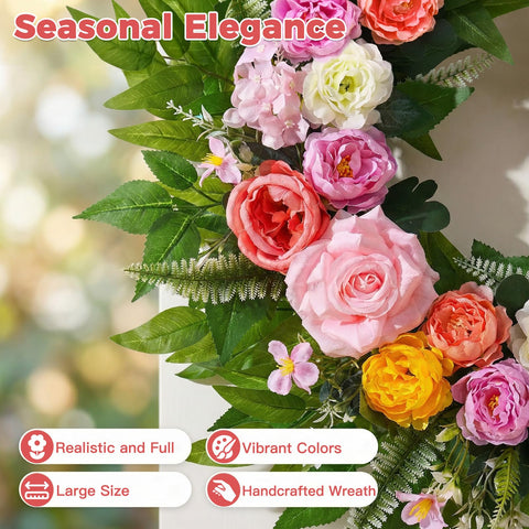 Yastouay Summer Wreath indoor living room accent on wall or shelf