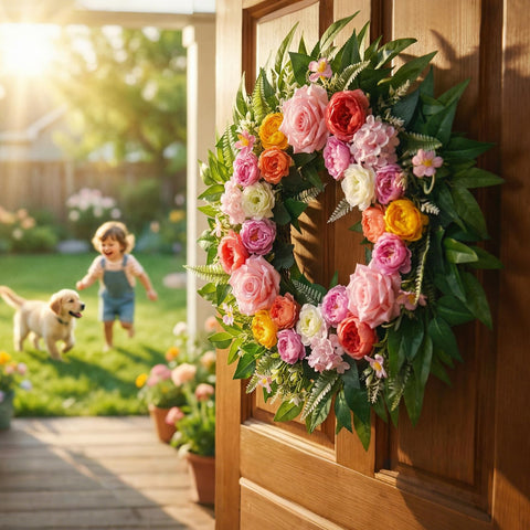 Yastouay Summer Wreath outdoor wall decor withstands outdoor use