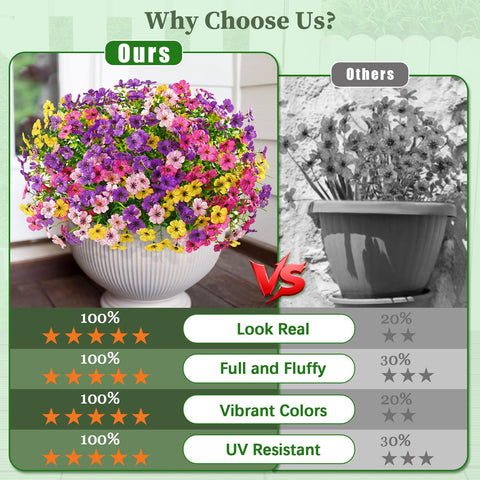 Yastouay UV-resistant faux flowers maintain brightness in sunlit porches
